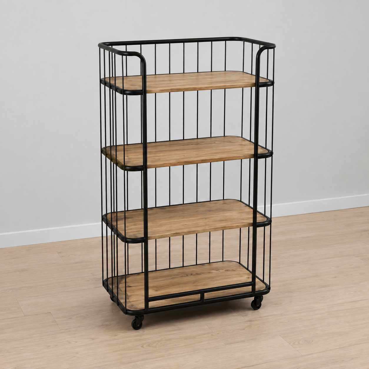 Mango Wooden And Iron Kitchen Trolly - 80 x 45 x 110 cm - SKU M-13875