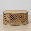 Wooden Carved Table - 92 x 92 x 40 cm - SKU M-21691