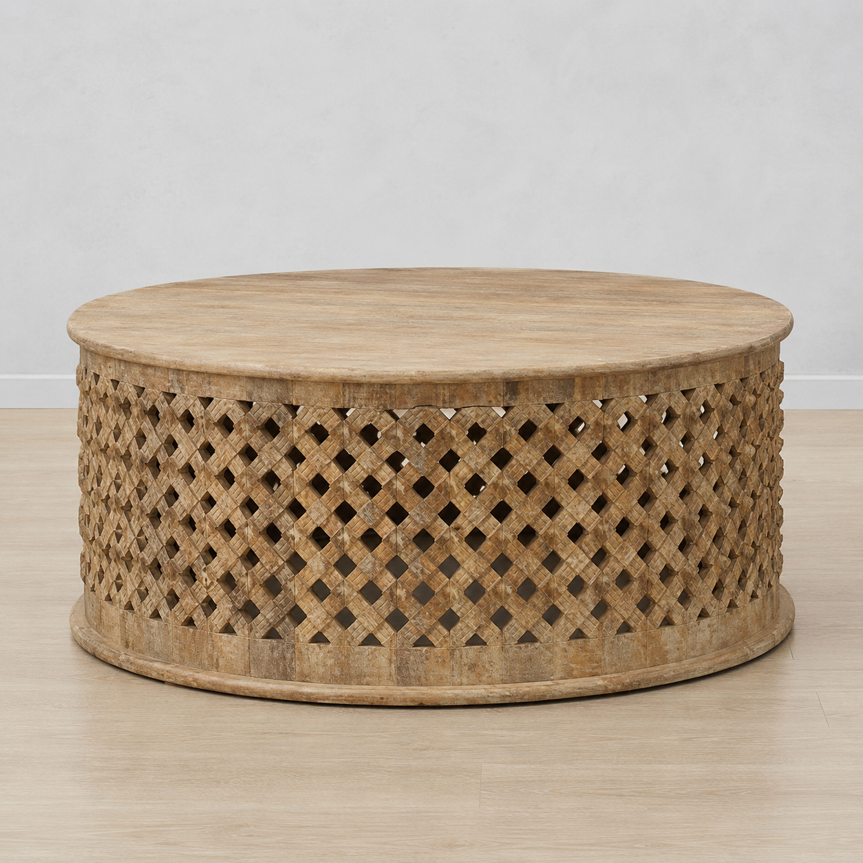 Wooden Carved Table - 92 x 92 x 40 cm - SKU M-21691