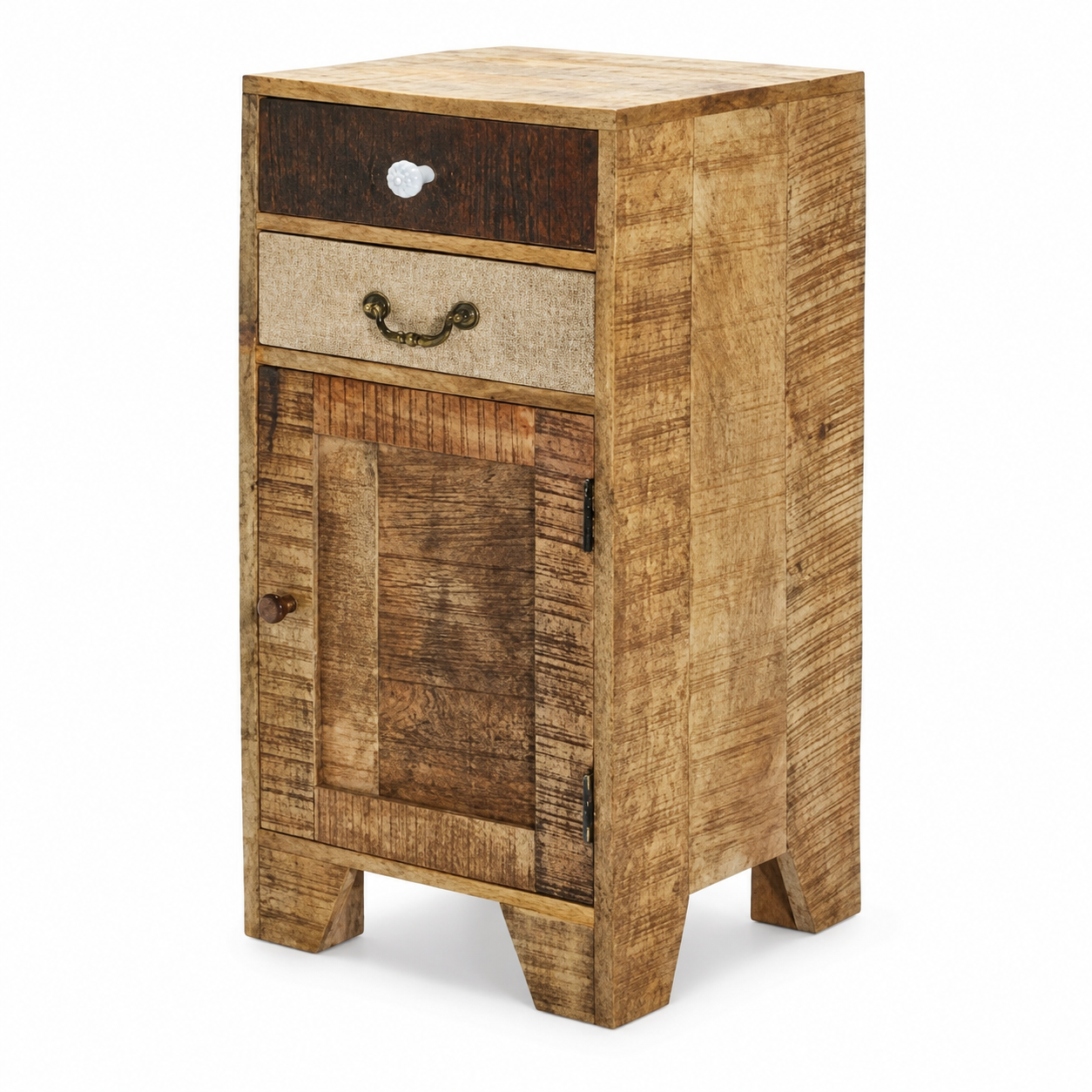 Wooden Two Drawer Bedside - 40 x 44 x 91 cm - SKU KCH-2022-010